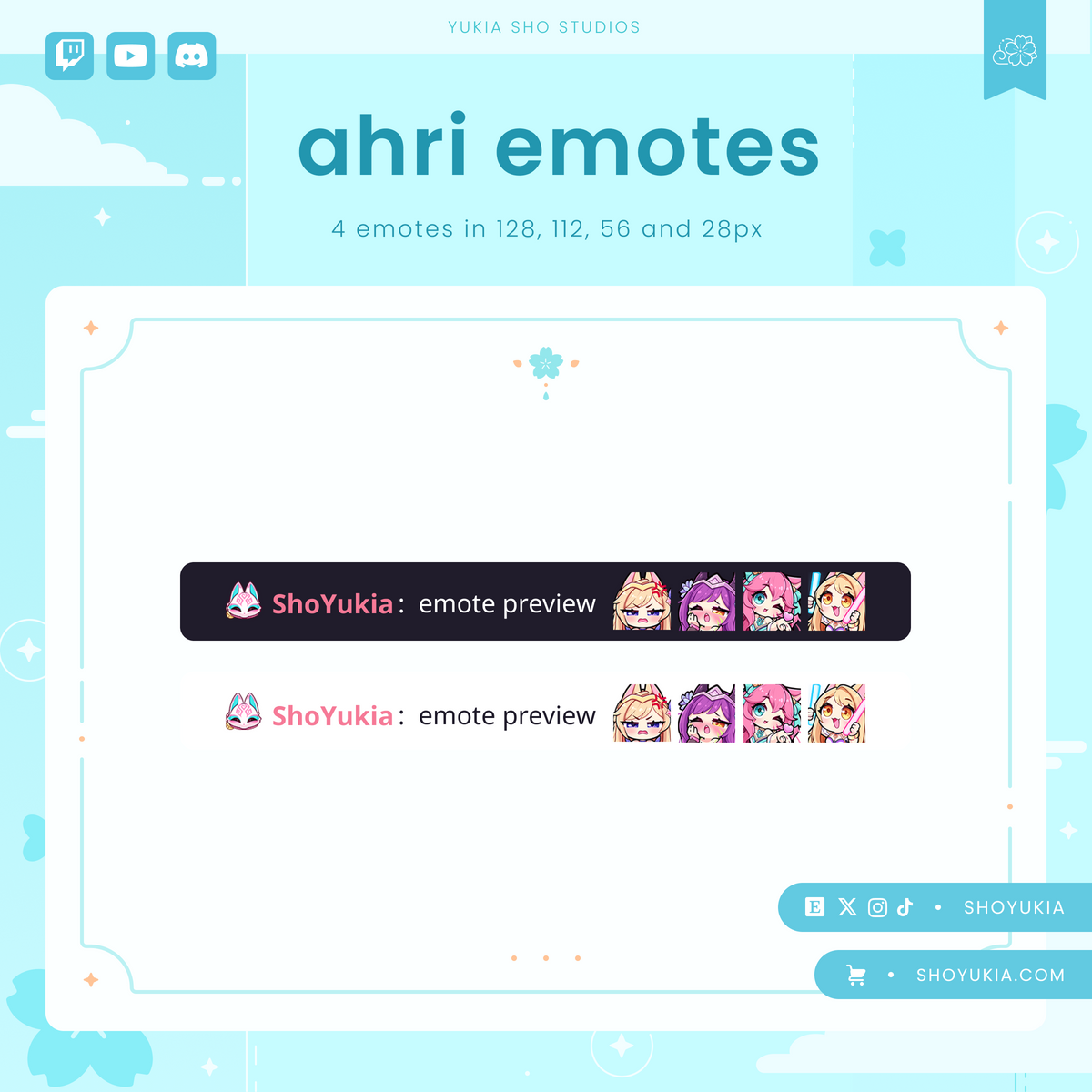 Emoticones de Ahri de League of Legends para Twitch/Discord