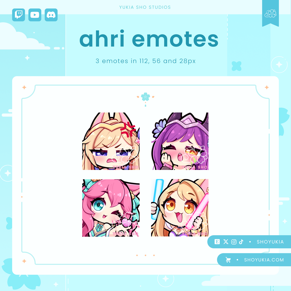 Emoticones de Ahri de League of Legends para Twitch/Discord