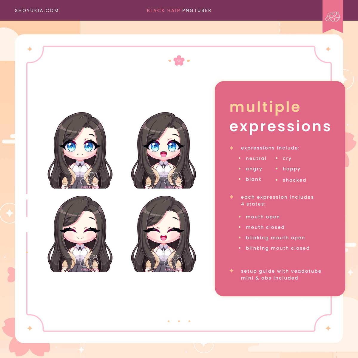 Long Black Hair Chibi PNGTuber