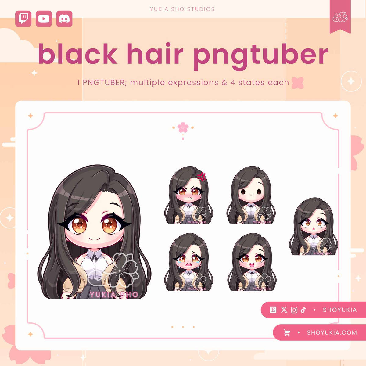 Long Black Hair Chibi PNGTuber