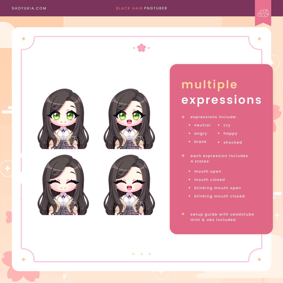 Long Black Hair Chibi PNGTuber