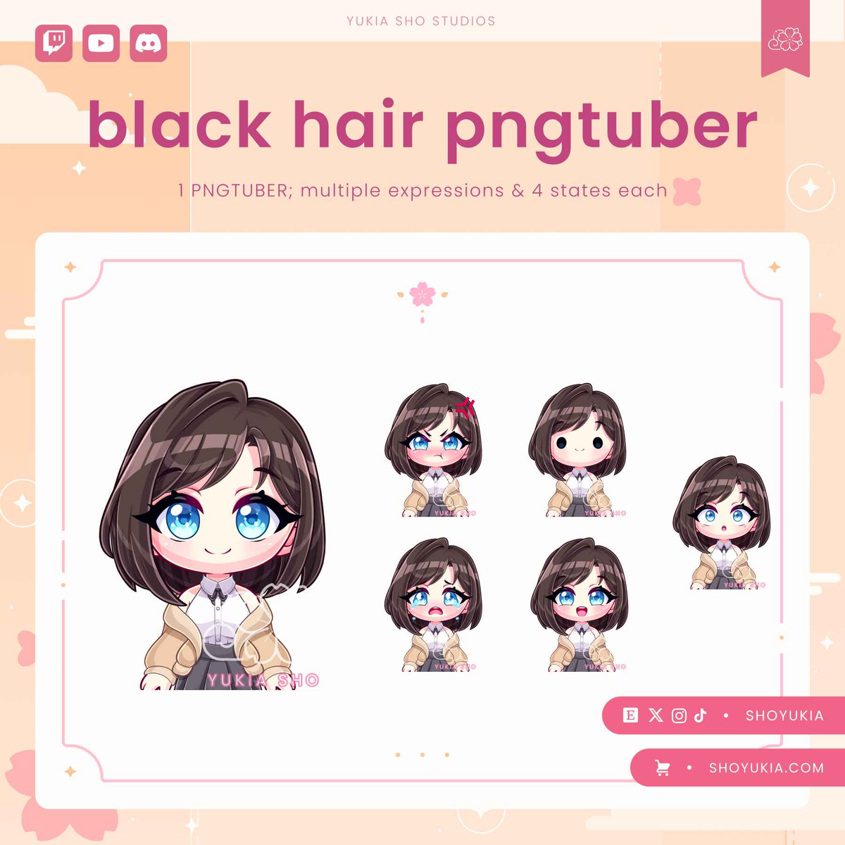 Short Black Hair Chibi PNGTuber