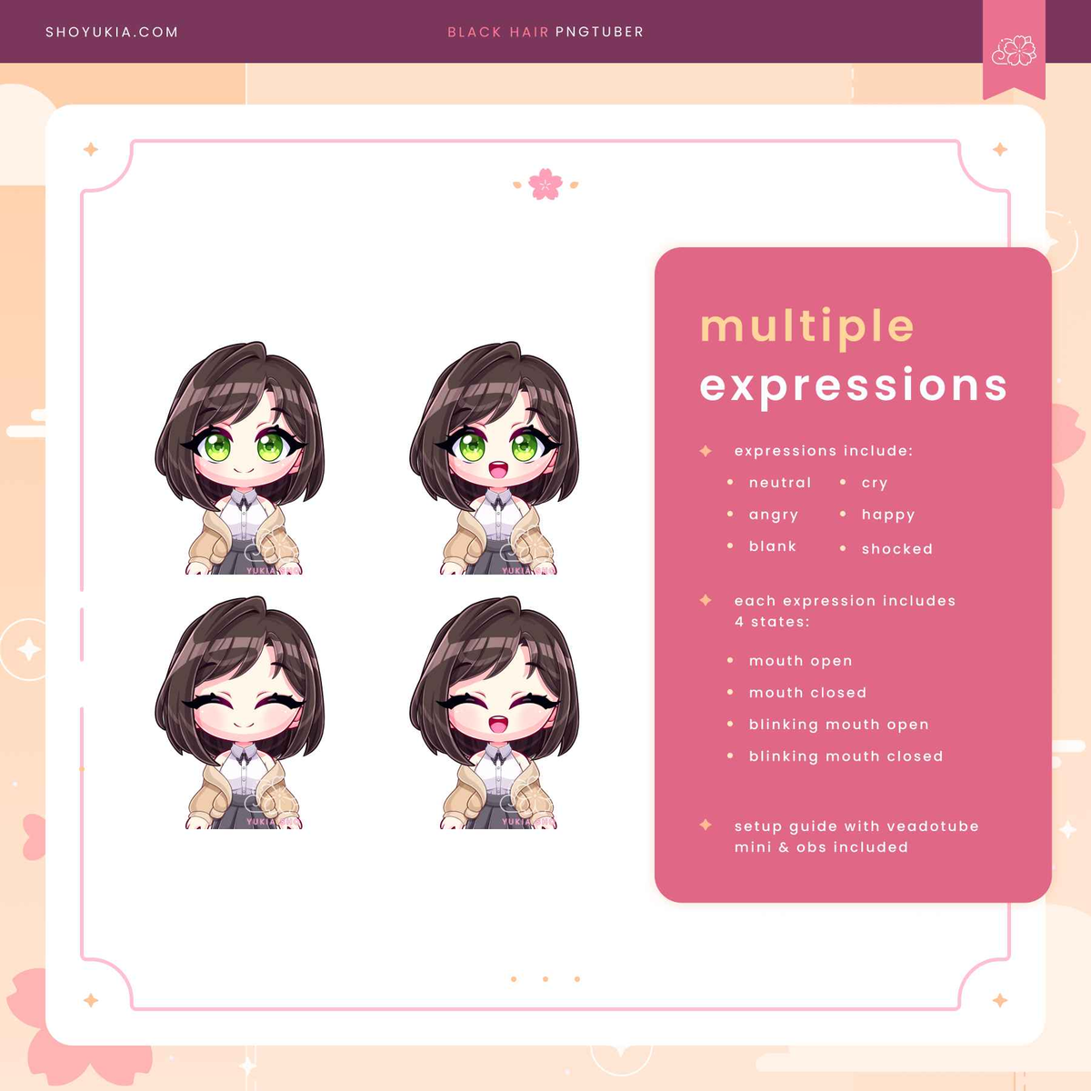 Short Black Hair Chibi PNGTuber