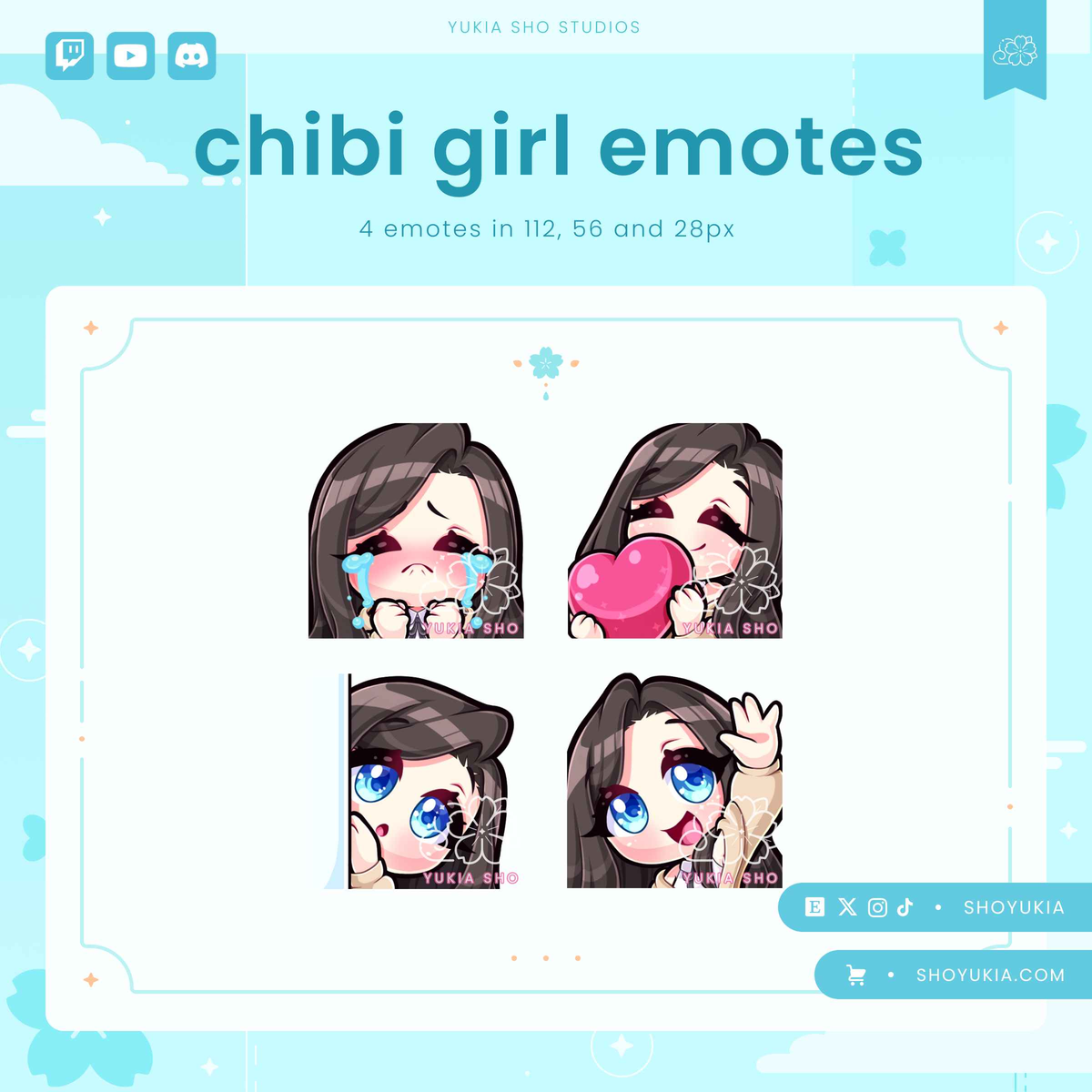 Black Hair Chibi Emotes (Set 1)