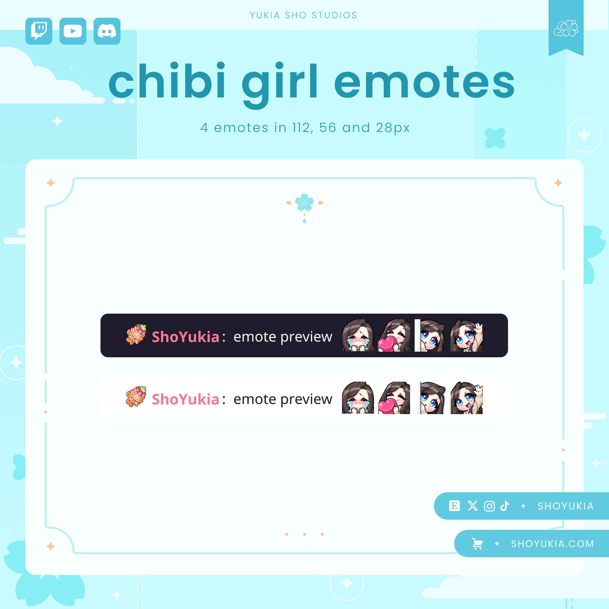 Black Hair Chibi Emotes (Set 1)