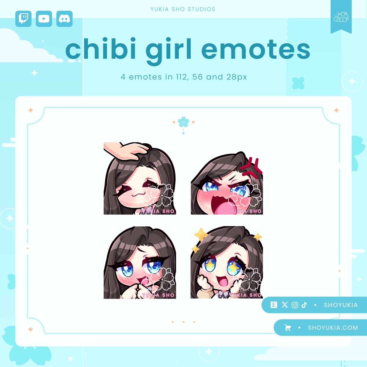 Black Hair Chibi Emotes (Set 2)