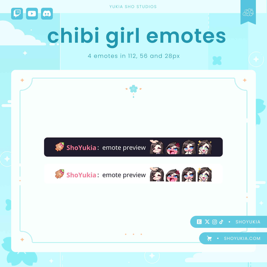 Black Hair Chibi Emotes (Set 2)