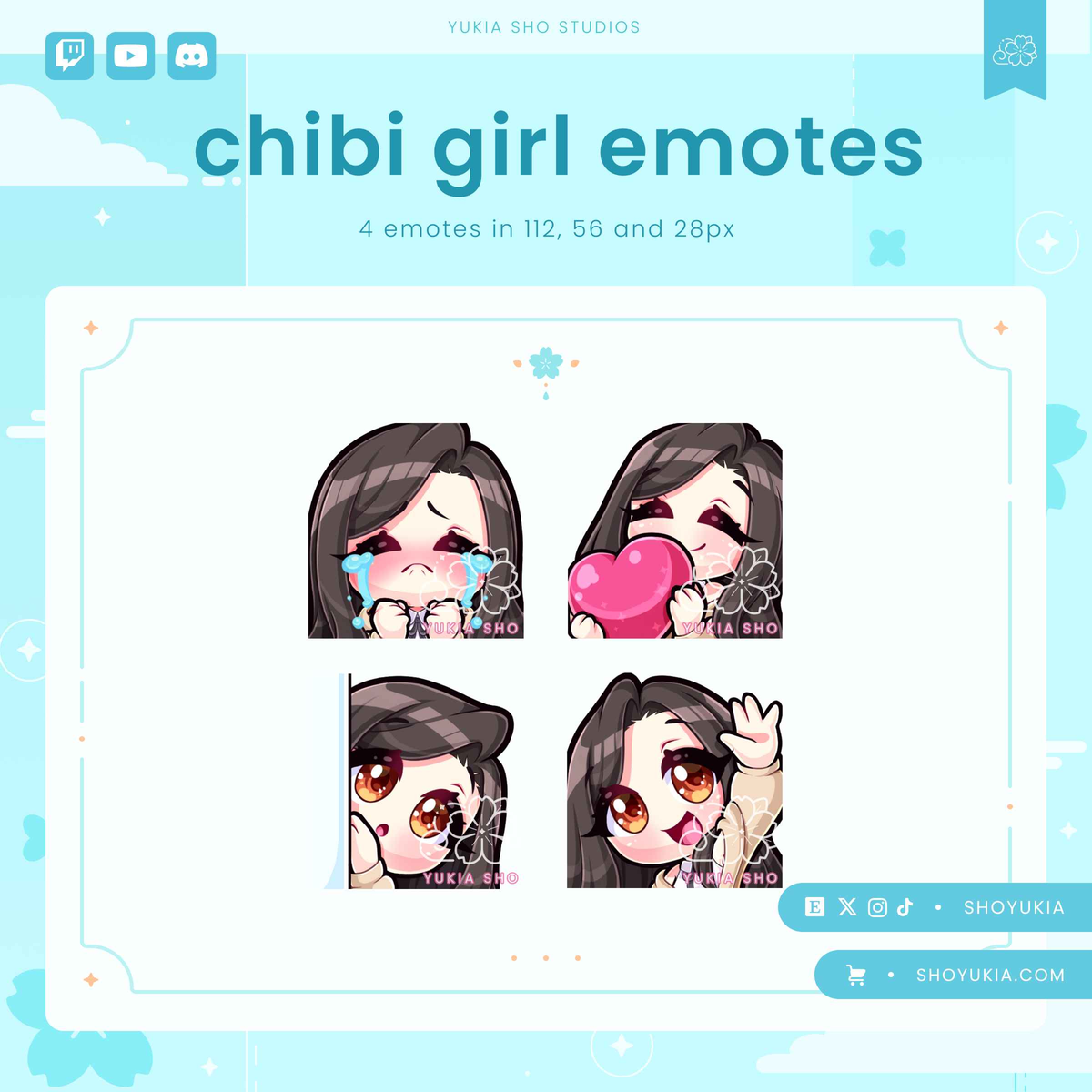 Black Hair Chibi Emotes (Set 1)