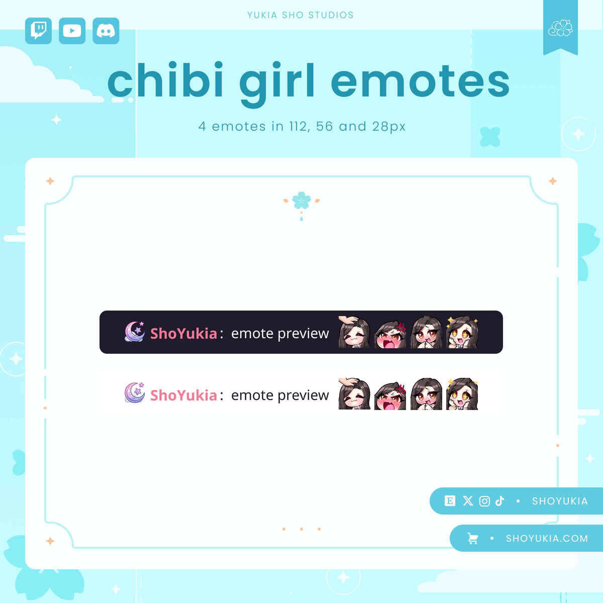 Black Hair Chibi Emotes (Set 2)
