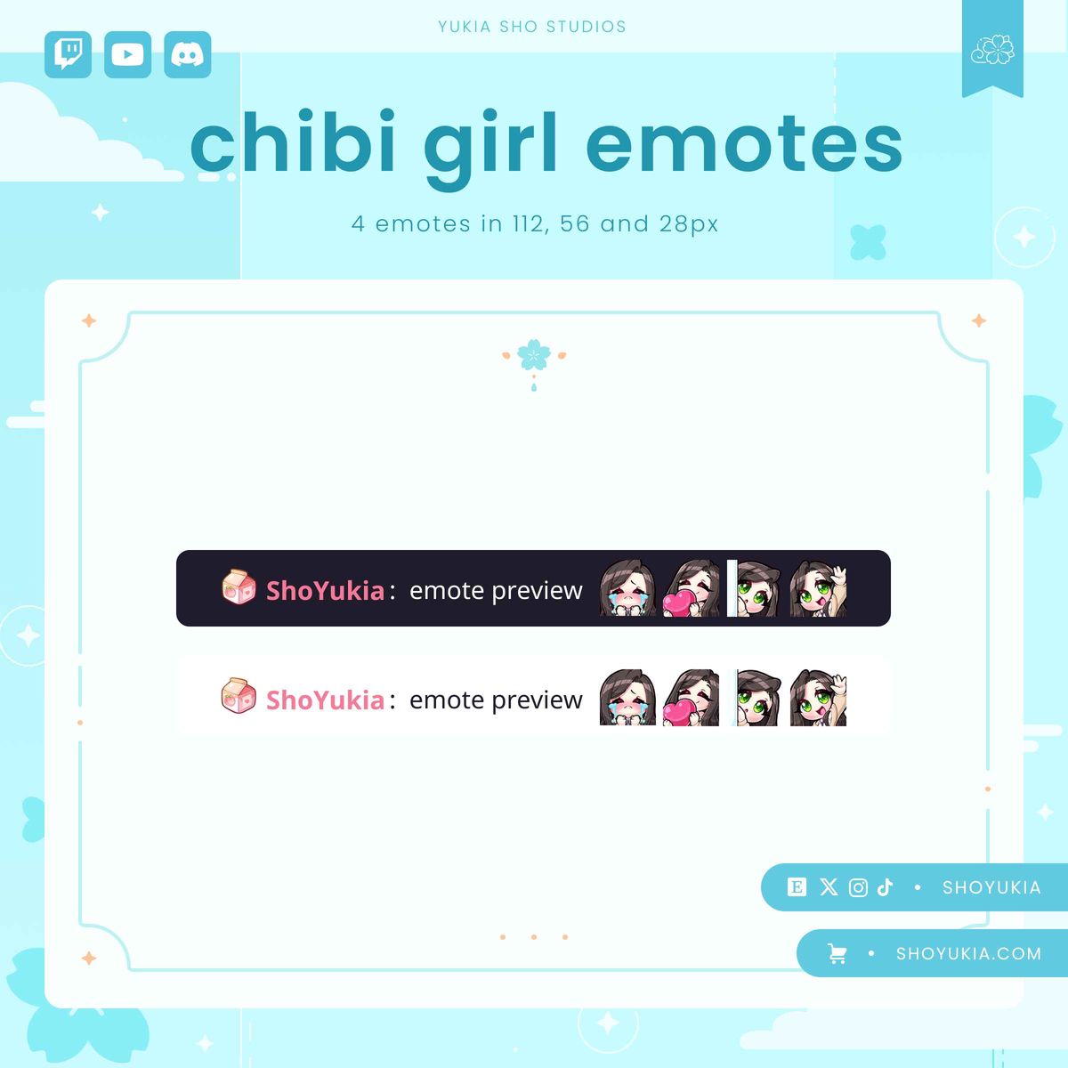 Black Hair Chibi Emotes (Set 1)