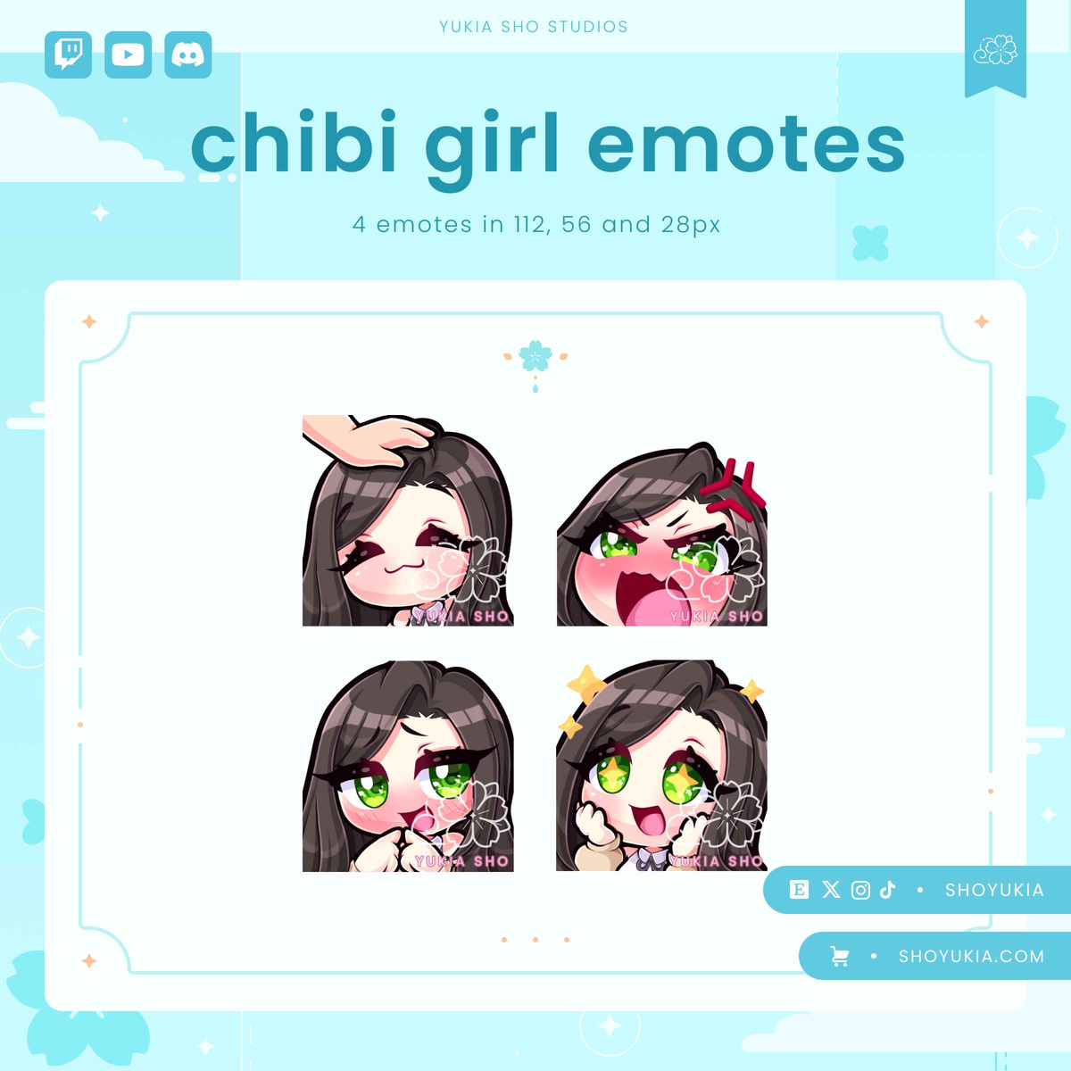 Black Hair Chibi Emotes (Set 2)
