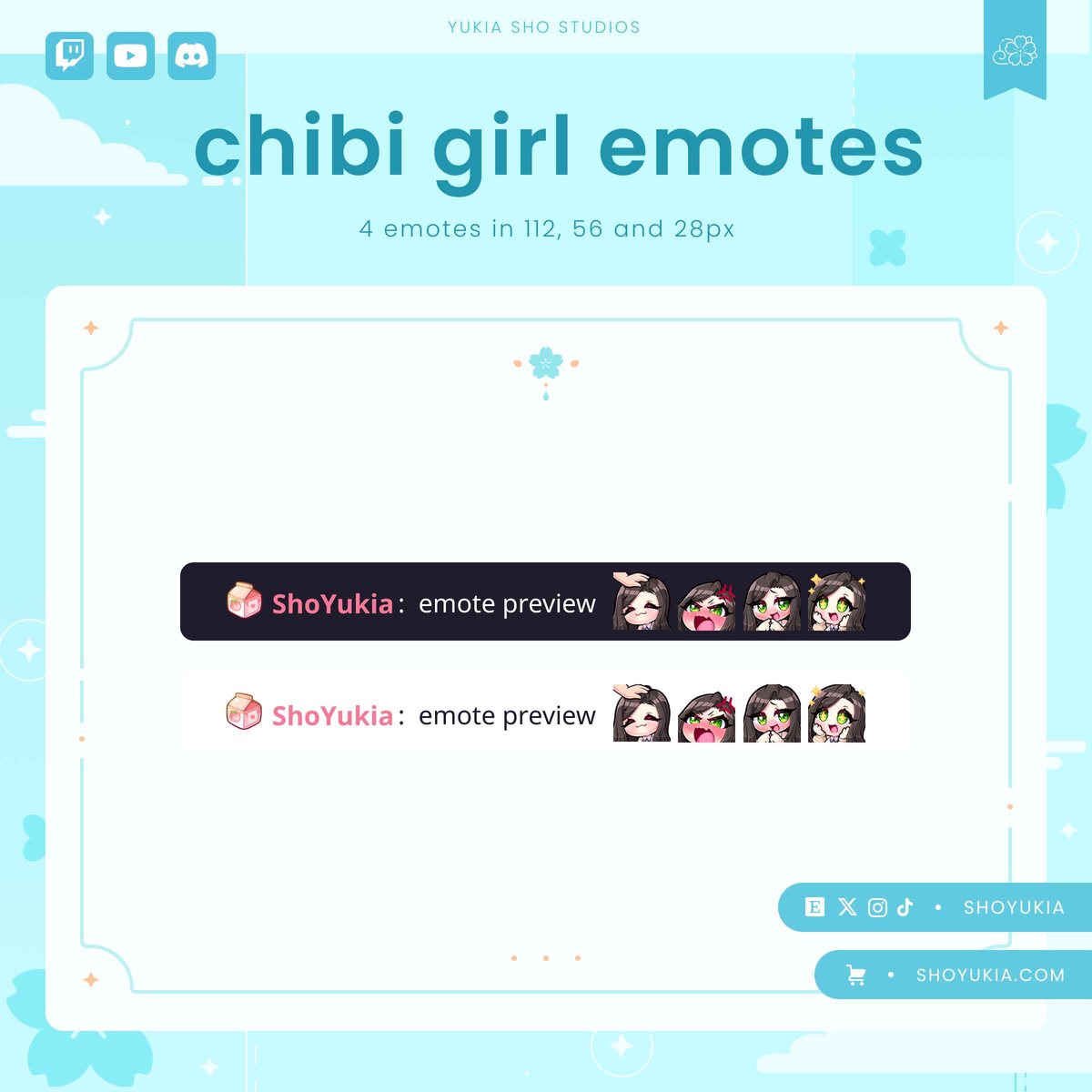 Black Hair Chibi Emotes (Set 2)
