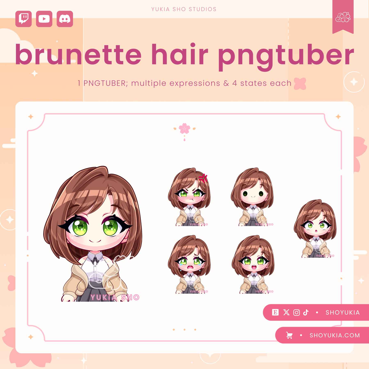 Short Brunette Hair Chibi PNGTuber