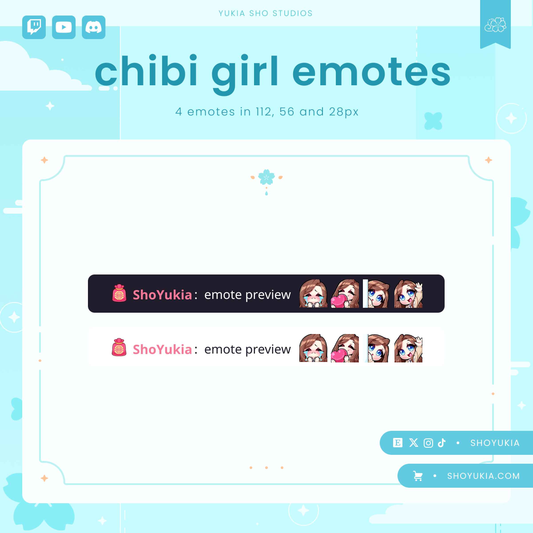 Brunette Hair Chibi Emotes (Set 1)