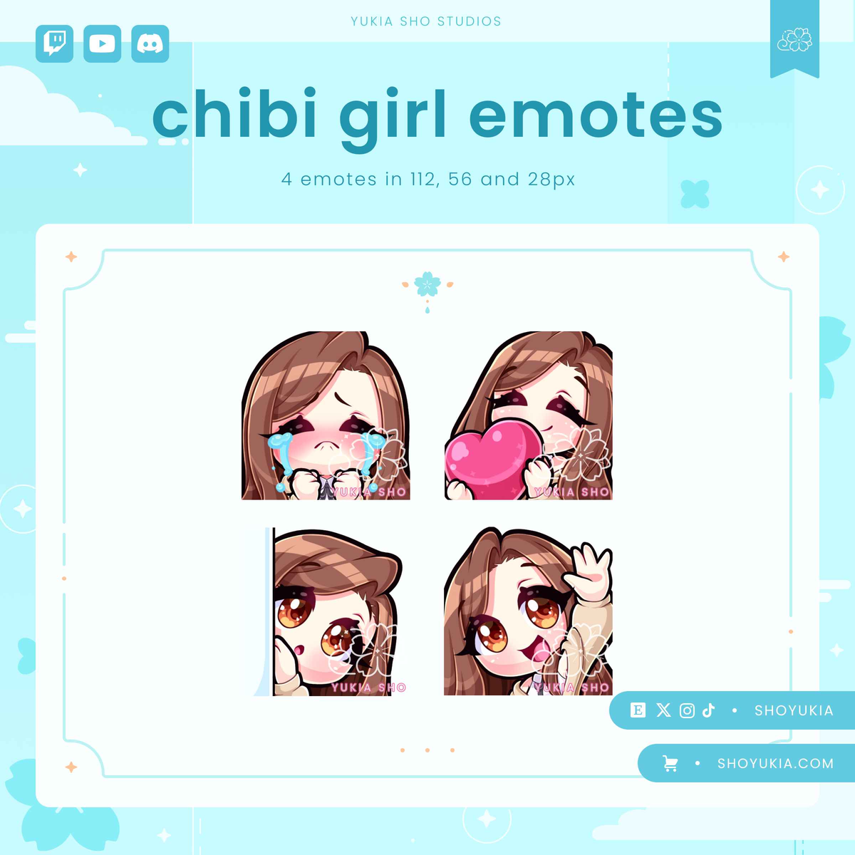 Brunette Hair Chibi Emotes (Set 1)