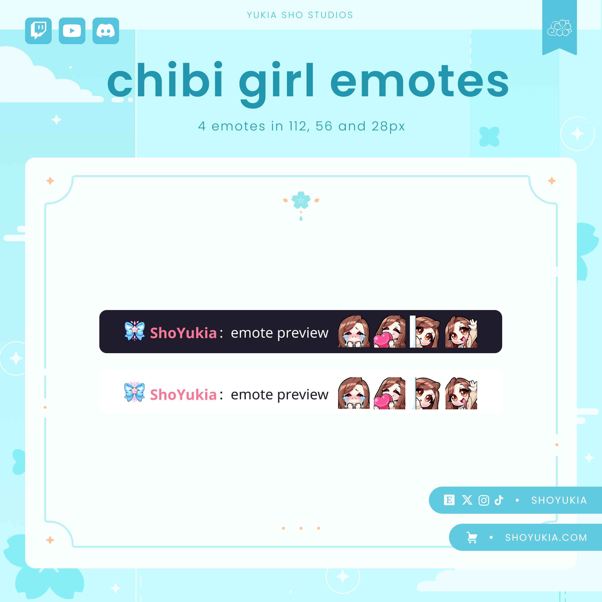 Brunette Hair Chibi Emotes (Set 1)