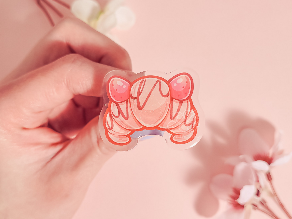 Cat Cafe Croissant Acrylic Pin