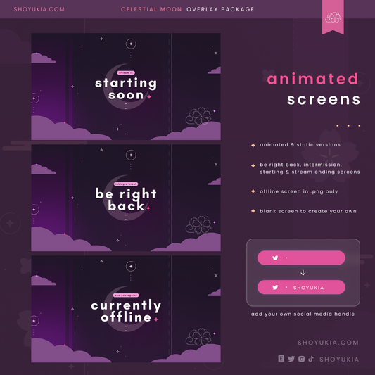 Animated Celestial Moon (Pink) Overlay Package