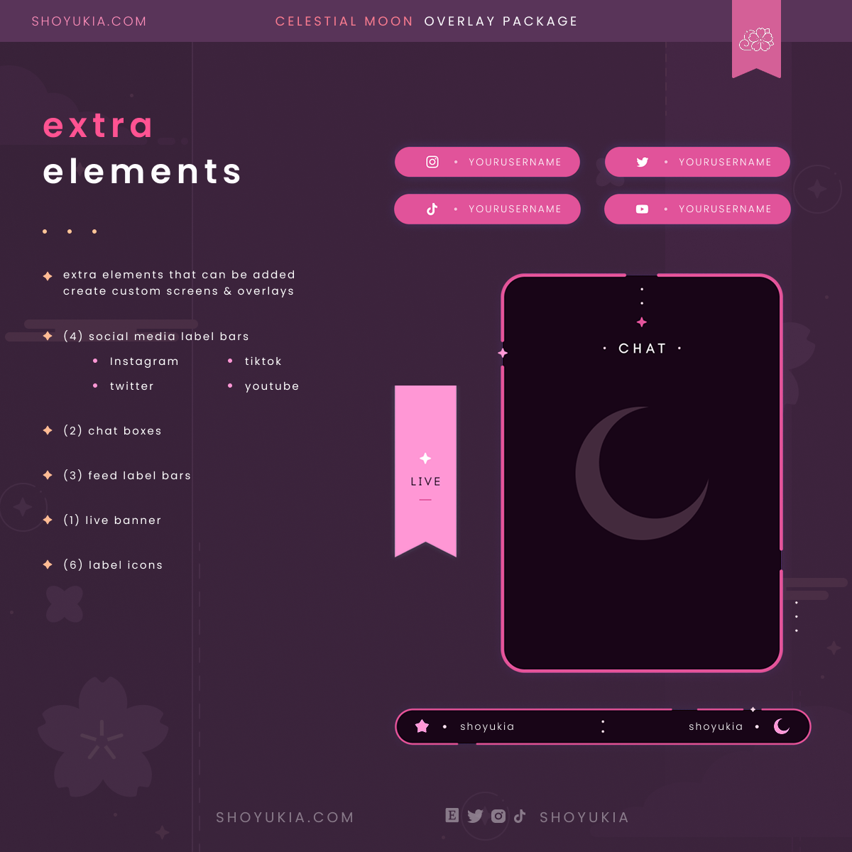 Animated Celestial Moon (Pink) Overlay Package