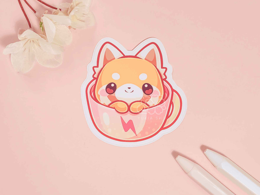 Kawaii Teacup Aggrets 3" Vinyl Sticker