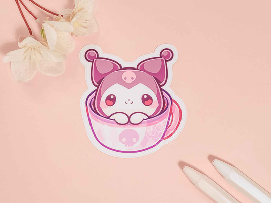Kawaii Teacup Kuro 3" Vinyl Sticker