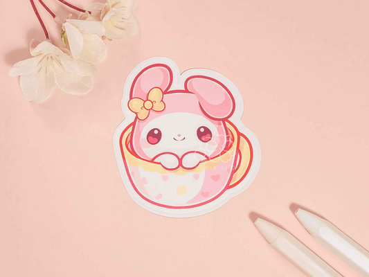 Kawaii Teacup Melo 3" Vinyl Sticker