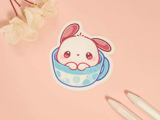 Kawaii Teacup Pocha 3" Vinyl Sticker