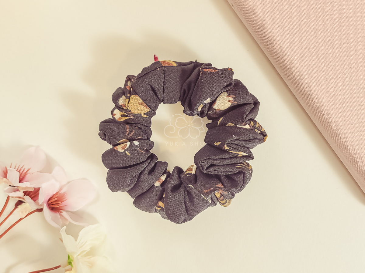 Dark Floral Mini Scrunchie