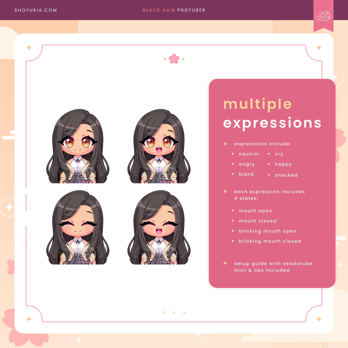 Long Black Hair Chibi PNGTuber
