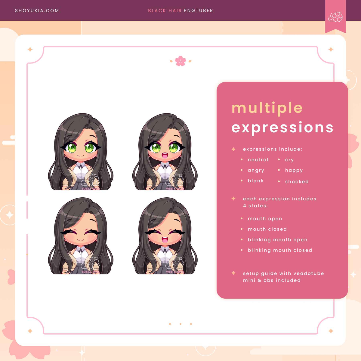 Long Black Hair Chibi PNGTuber