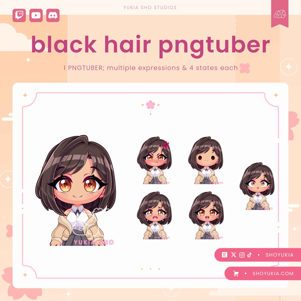 Short Black Hair Chibi PNGTuber
