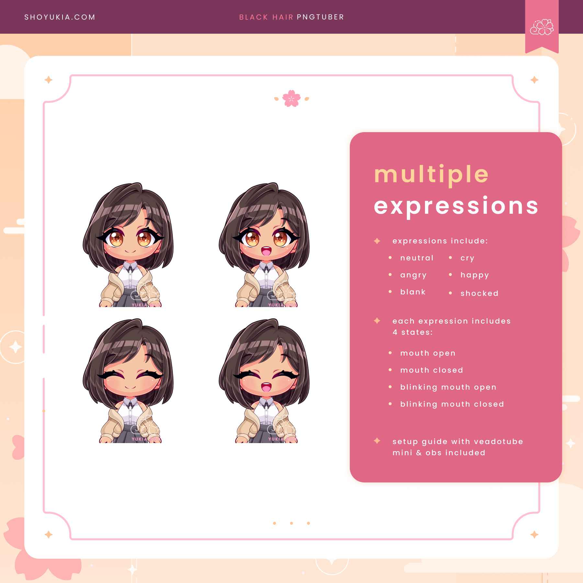 Short Black Hair Chibi PNGTuber