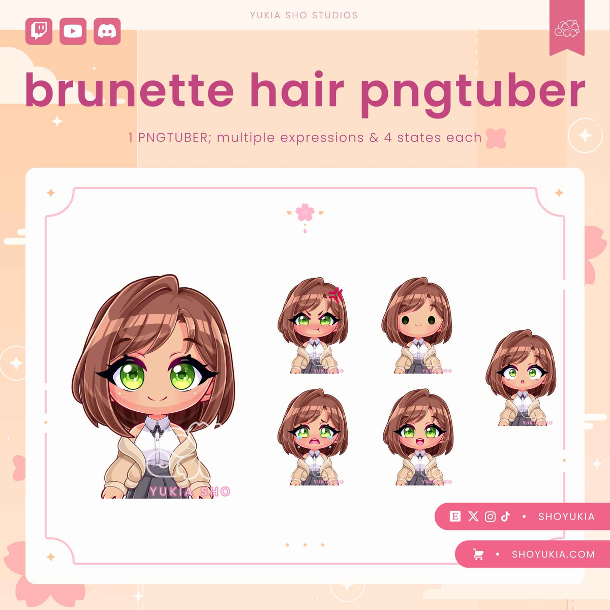 Short Brunette Hair Chibi PNGTuber