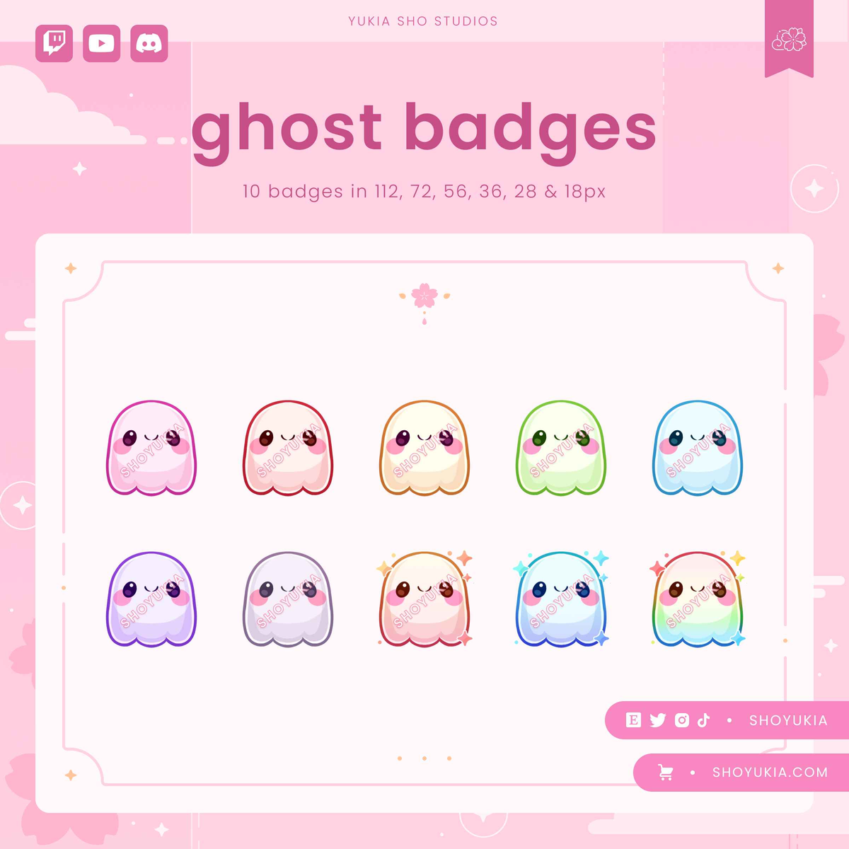 Halloween Kawaii Ghost Sub Badges