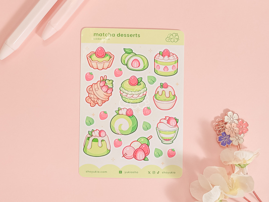 Matcha Japanese Desserts Mini Sticker Sheet