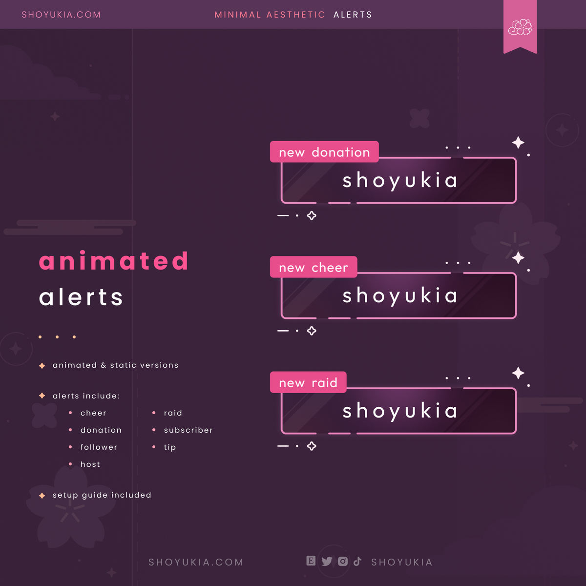 Minimal Aesthetic Stream Alerts (Pink)