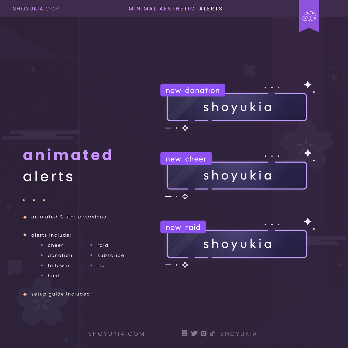 Minimal Aesthetic Stream Alerts (Purple)
