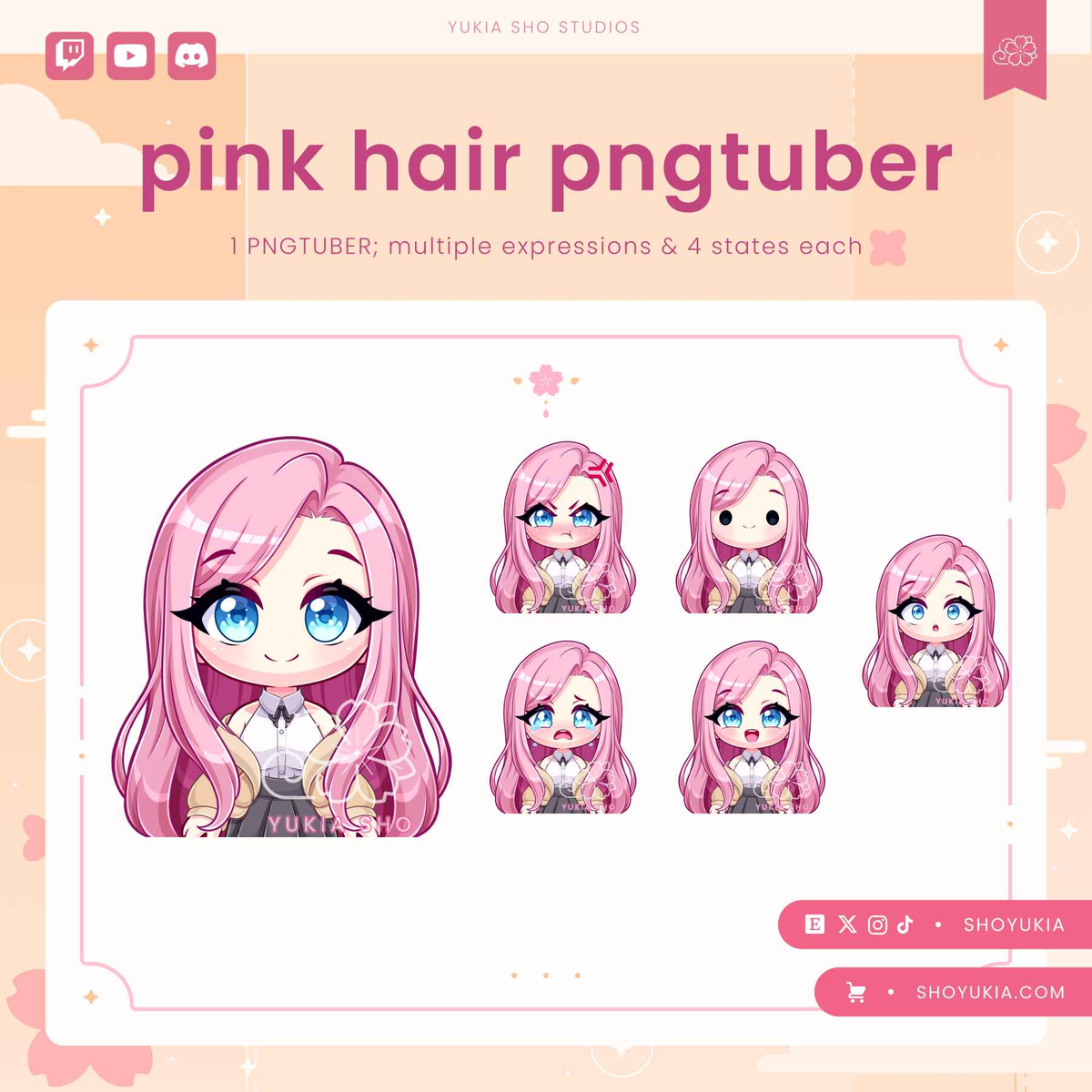 Long Pink Hair Chibi PNGTuber