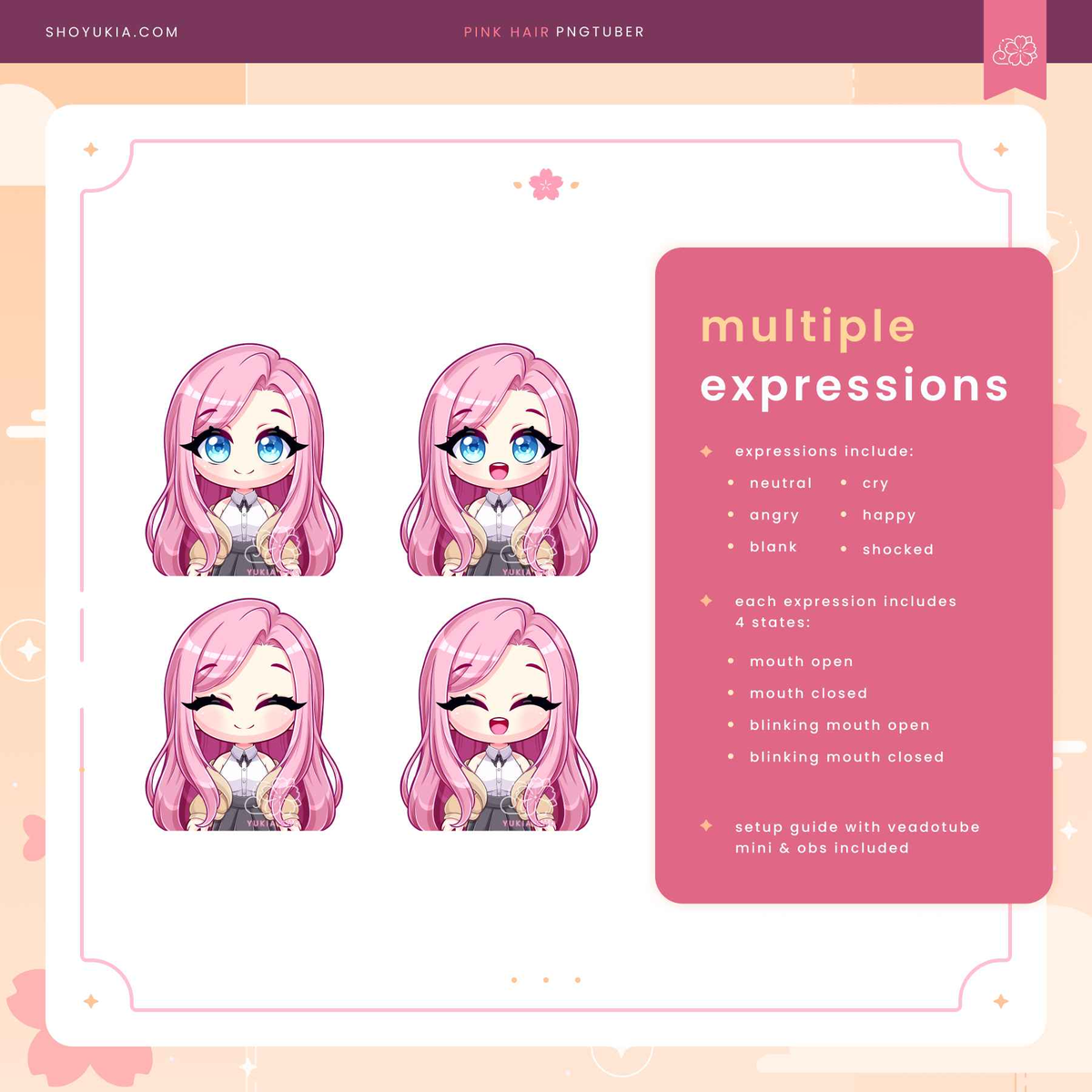 Long Pink Hair Chibi PNGTuber