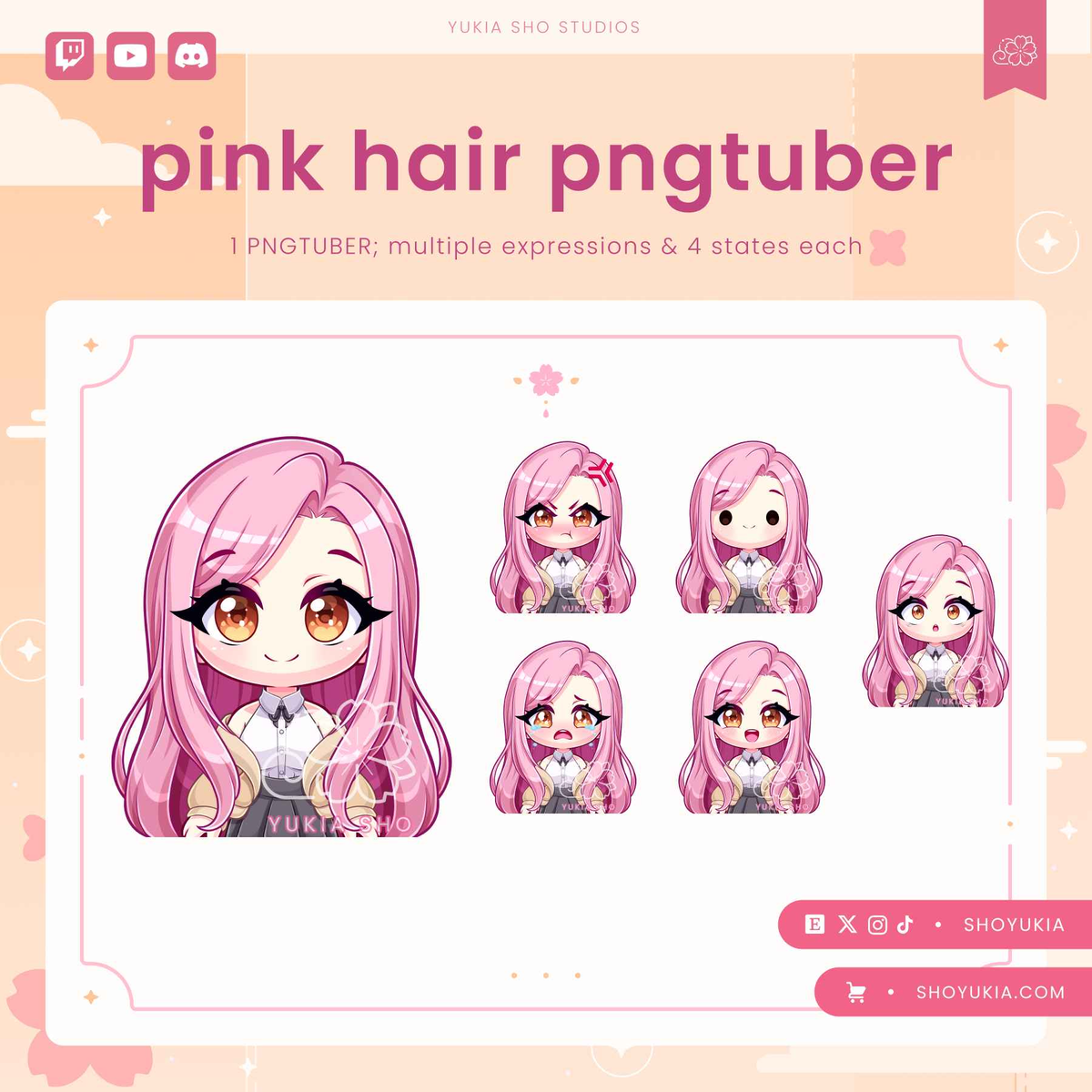 Long Pink Hair Chibi PNGTuber