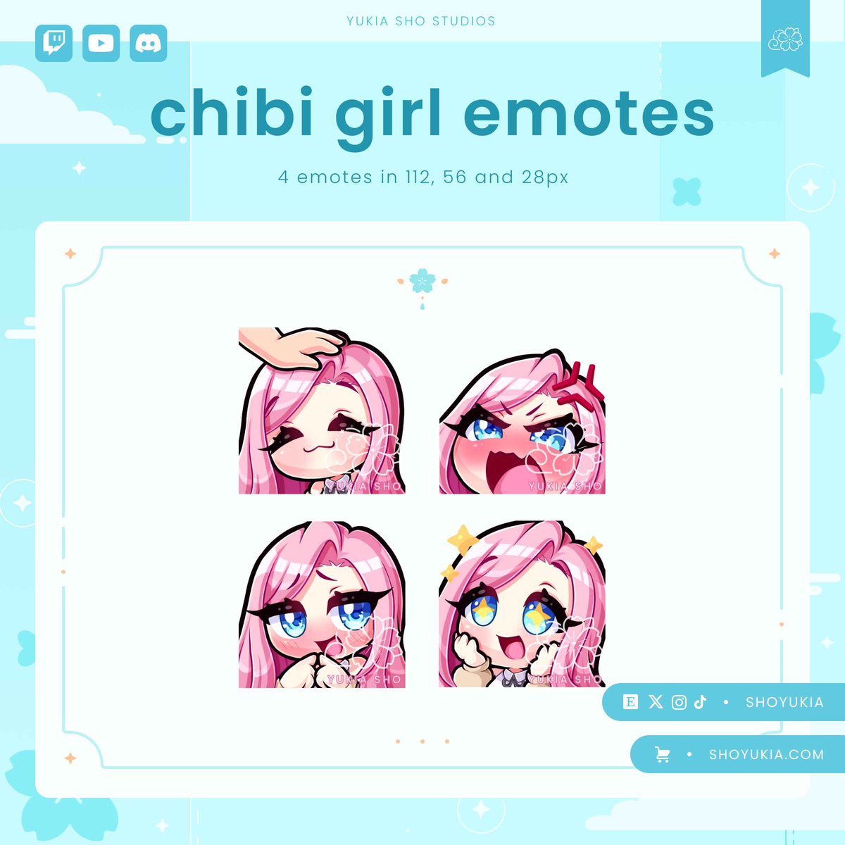 Pink Hair Chibi Emotes (Set 2)