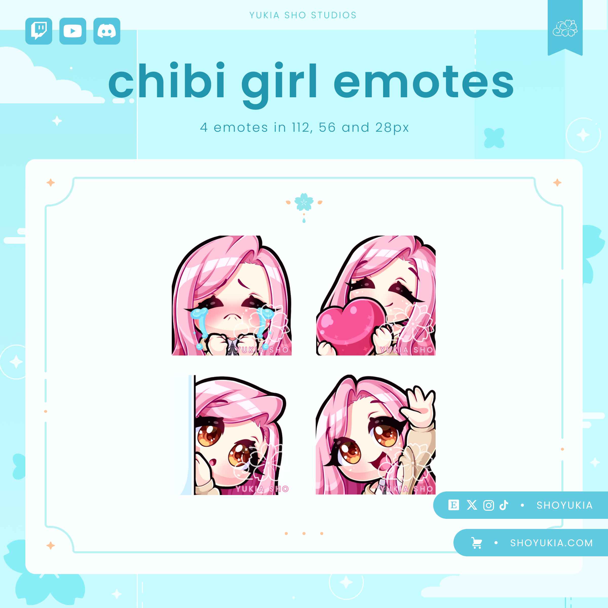 Pink Hair Chibi Emotes (Set 1)