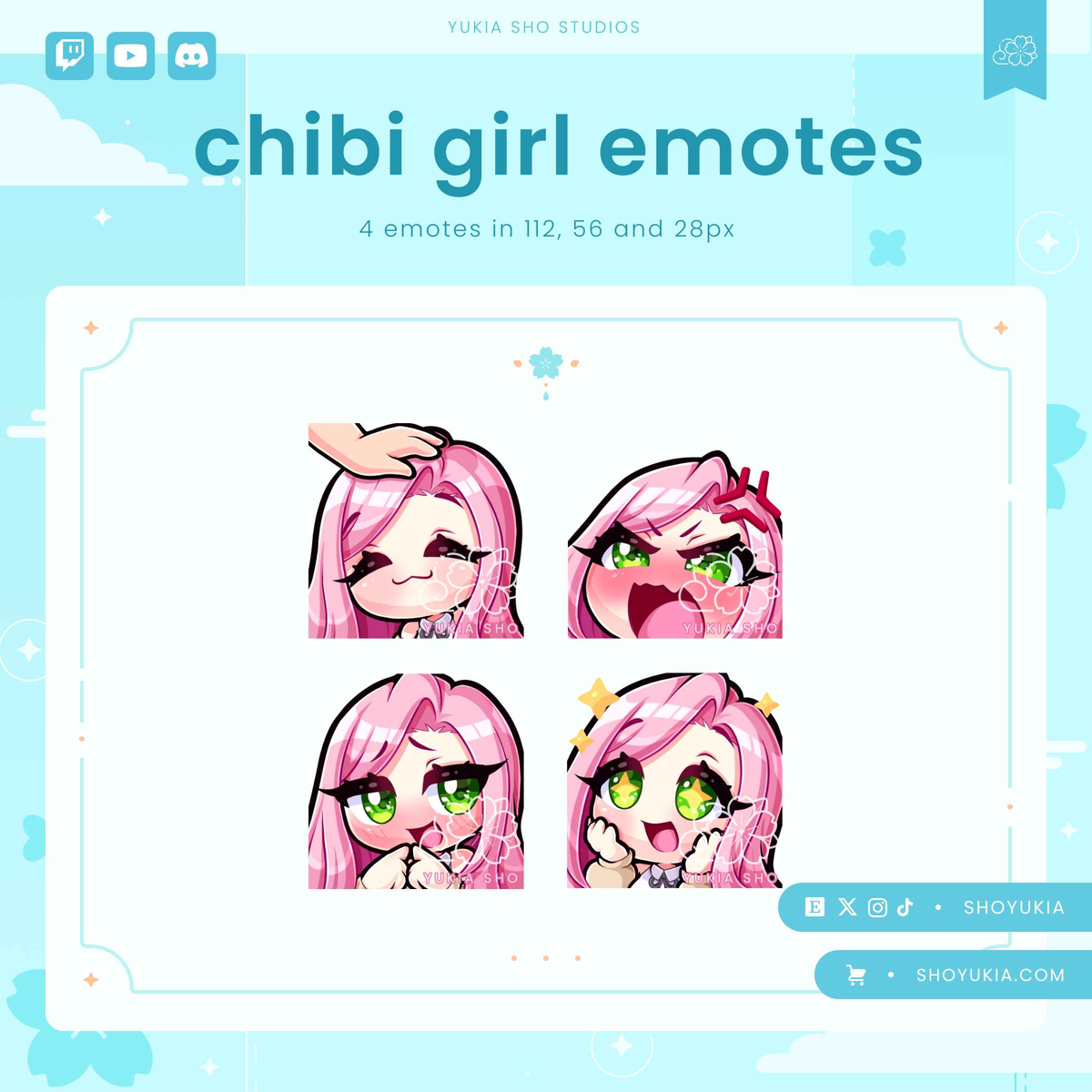 Pink Hair Chibi Emotes (Set 2)