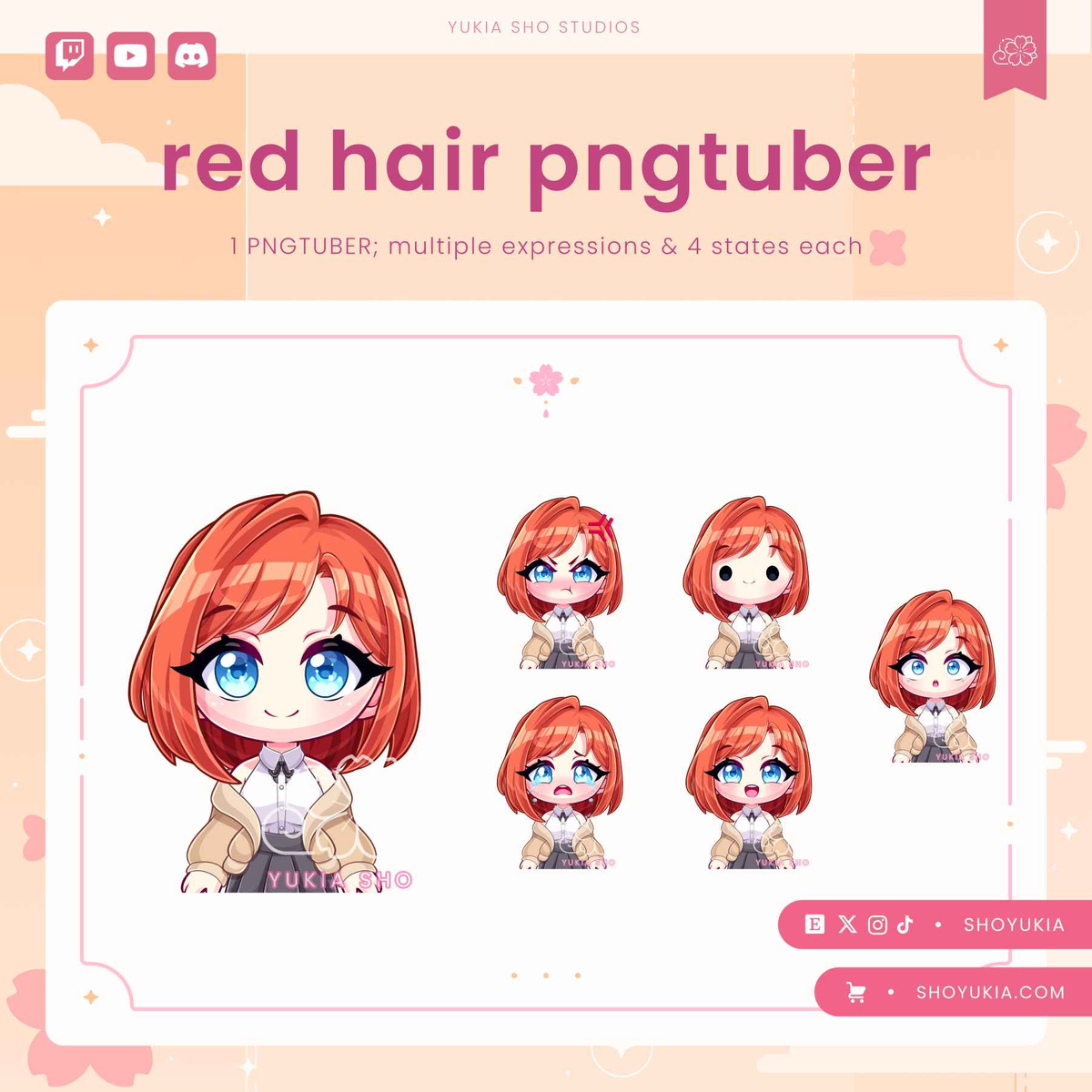 Short Red Hair Chibi PNGTuber