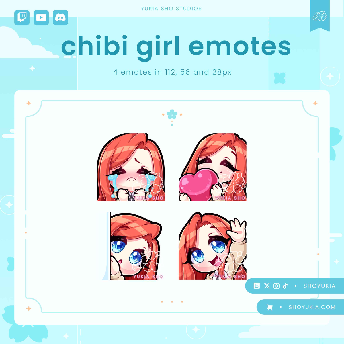 Red Hair Chibi Emotes (Set 1)