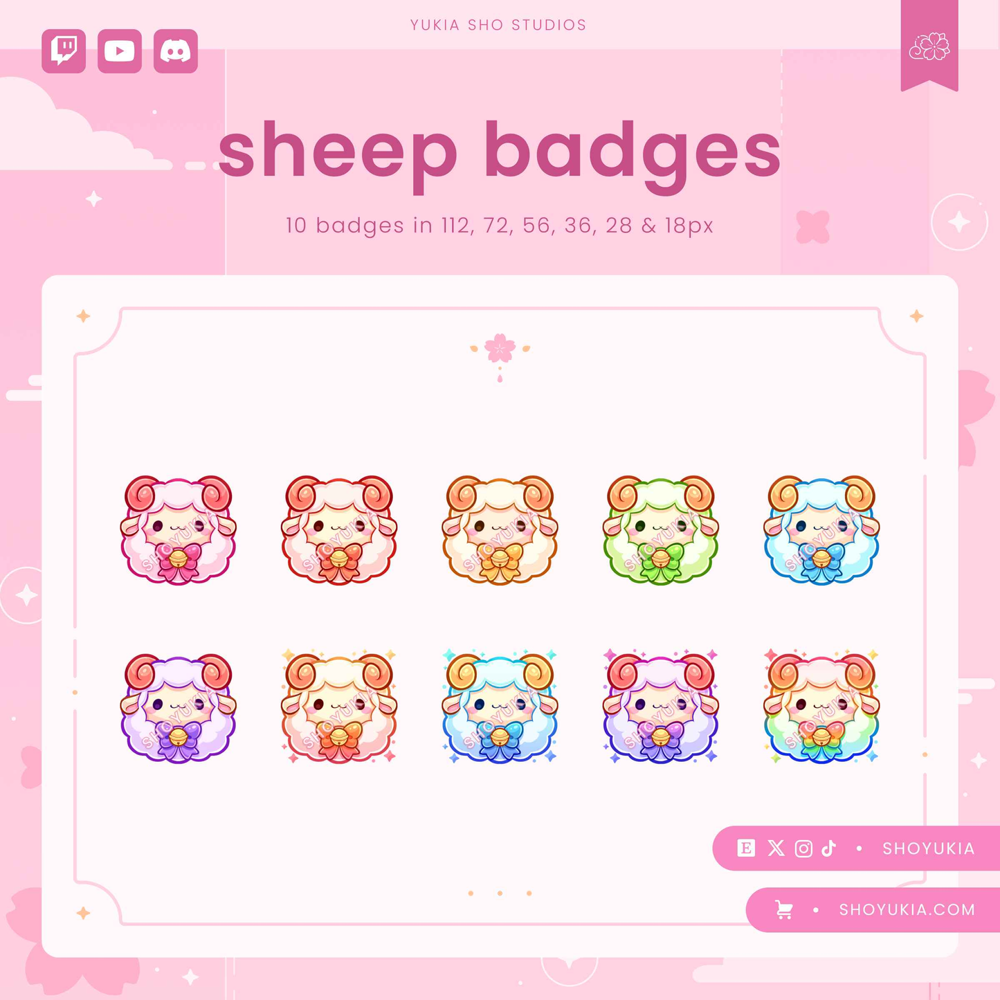 Kawaii Sheep Sub Badges