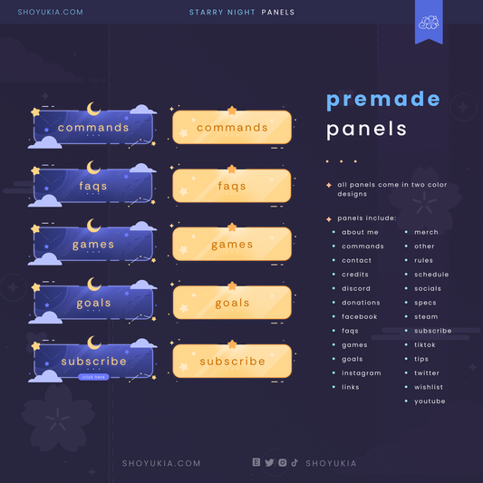 Starry Night Twitch Panels