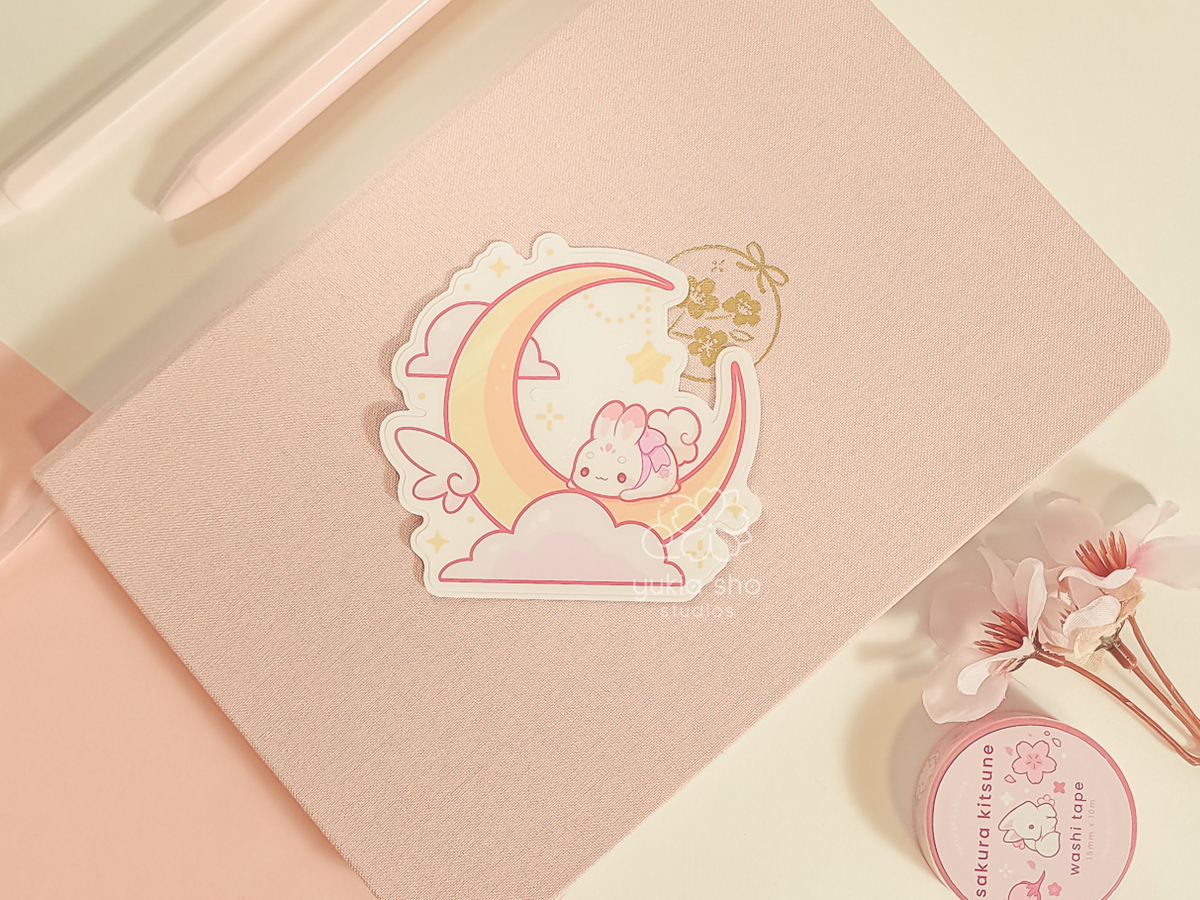 Suzumi Usagi Moon Vinyl Sticker