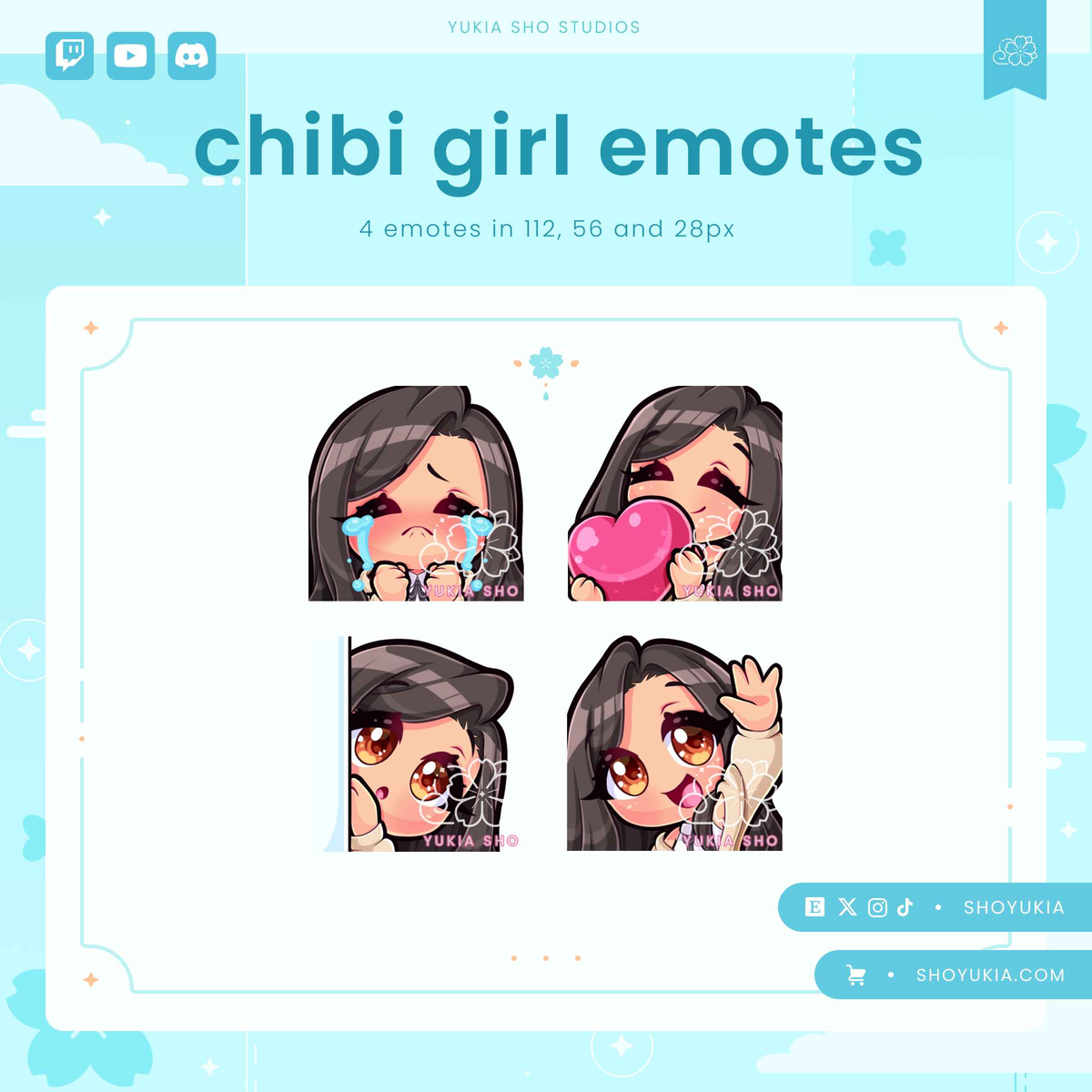 Black Hair Chibi Emotes (Set 1)
