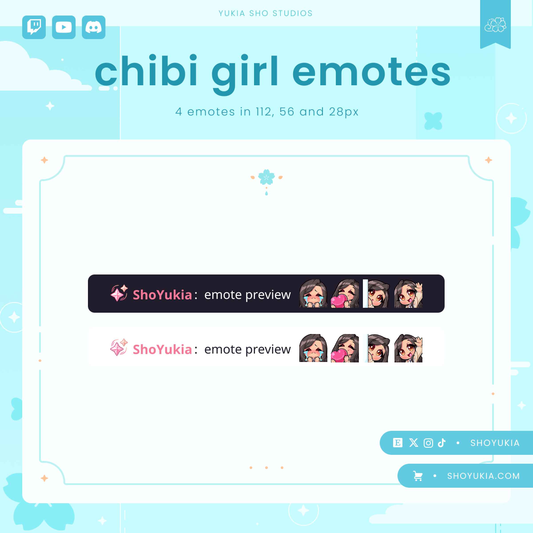 Black Hair Chibi Emotes (Set 1)